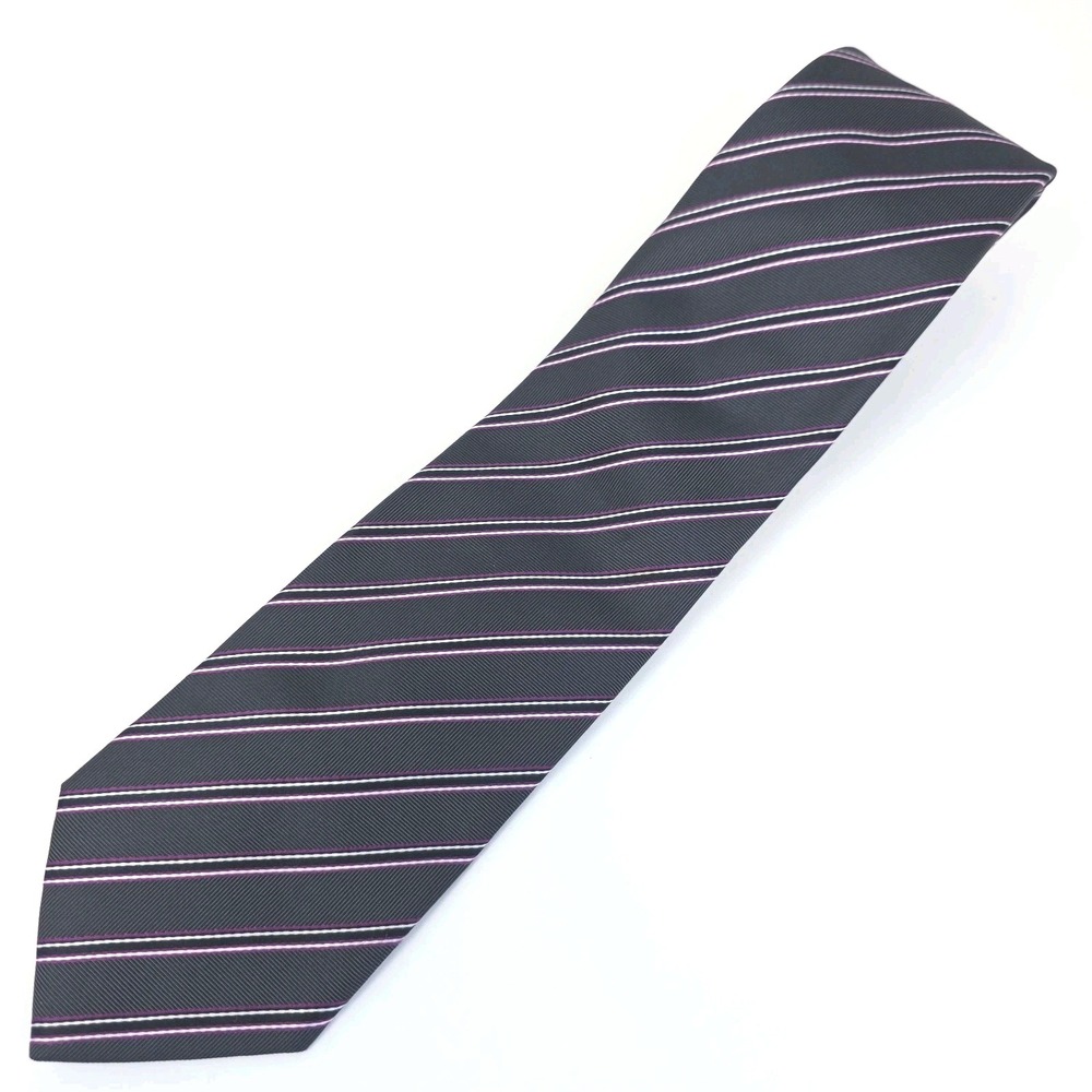 Hugo Boss Tie Mens Blue Pink Diagonal Striped Silk Classic Luxury Designer Italy